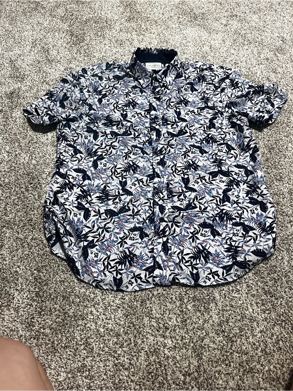 CON.STRUCT Slim Fit Floral Button Up Shirt Men’s Large Stretch Short Sleeve - Picture 2 of 7